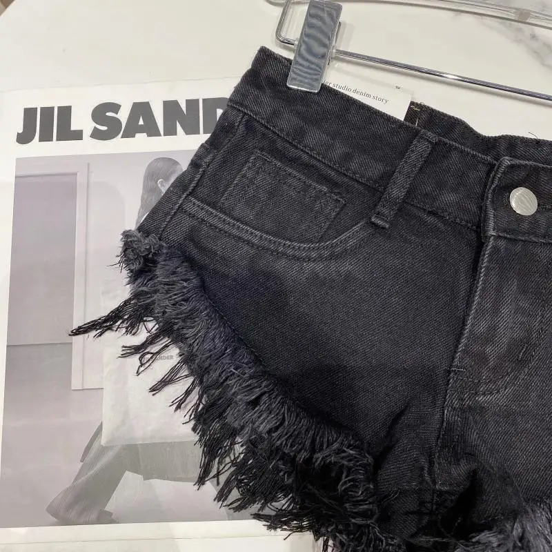 Y2k Spice Girl Retro Fringed Rough-edged Denim Super Shorts Women's Summer Sexy Ripped Low-rise Hot Pants Booty Shorts