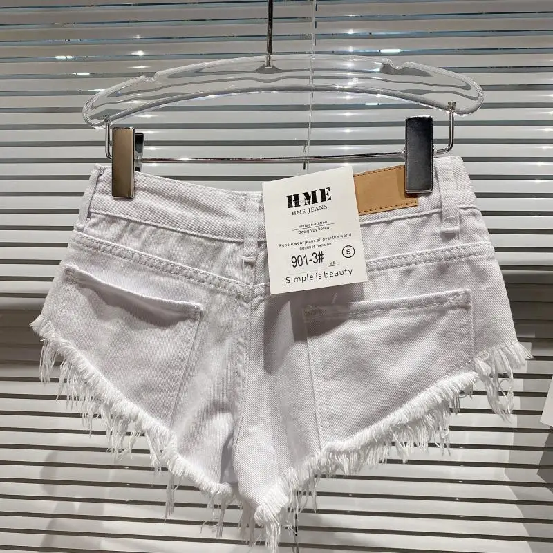 Y2k Spice Girl Retro Fringed Rough-edged Denim Super Shorts Women's Summer Sexy Ripped Low-rise Hot Pants Booty Shorts
