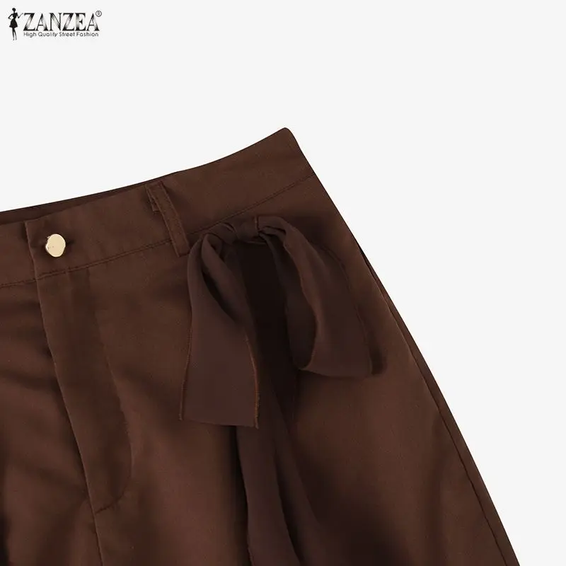 ZANZEA Fashion Women Shorts Summer Loose Solid Color Mesh Patchwork Shorts Casual Short Trousers OL Work Party Streetwear