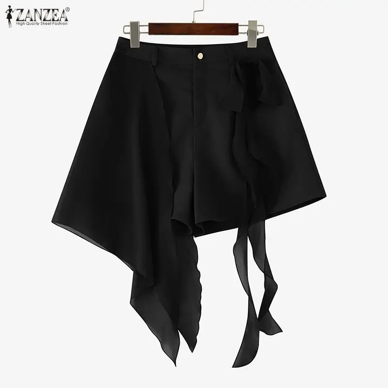 ZANZEA Fashion Women Shorts Summer Loose Solid Color Mesh Patchwork Shorts Casual Short Trousers OL Work Party Streetwear