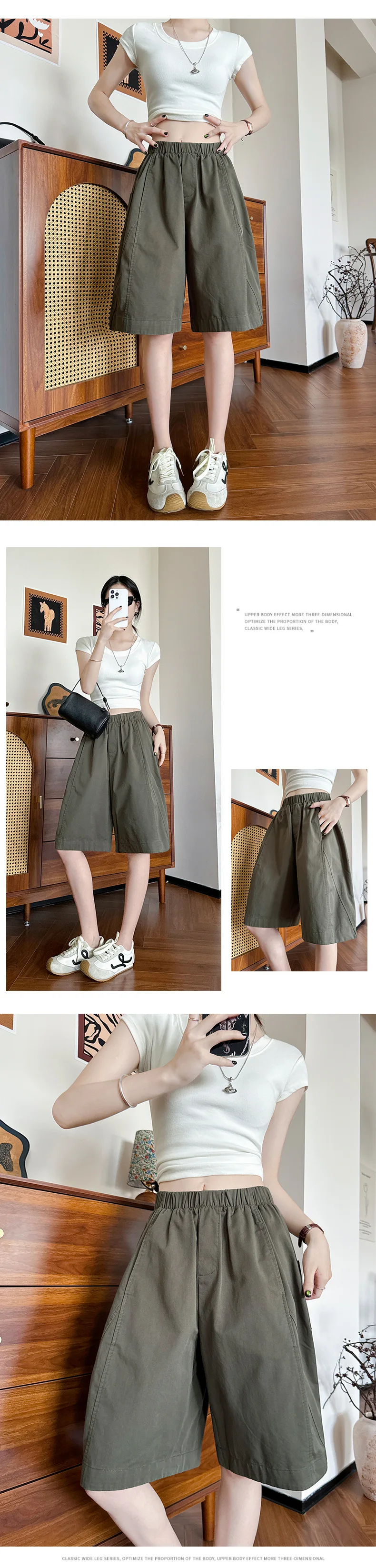 Loose Wide Leg Bermuda Shorts for Women Summer 2026 White High Waist Casual Shorts Woman Korean Oversized Knee Length Trousers