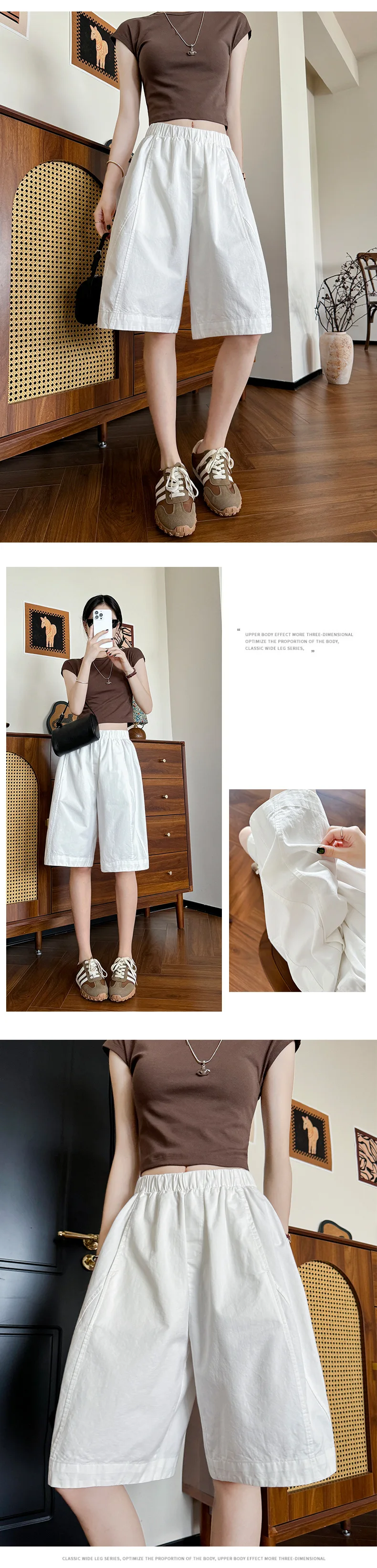 Loose Wide Leg Bermuda Shorts for Women Summer 2026 White High Waist Casual Shorts Woman Korean Oversized Knee Length Trousers