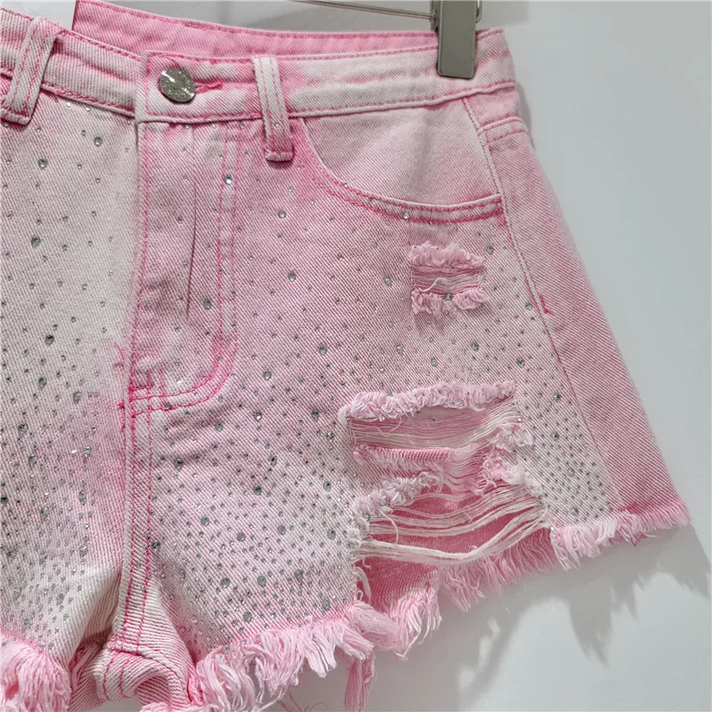 Denim Shorts for Women in The Summer of 2025 High Waisted and Slimming New Style Spicy Girl with Ripped Sexy Wide Leg Trousers