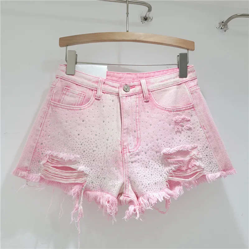 Denim Shorts for Women in The Summer of 2025 High Waisted and Slimming New Style Spicy Girl with Ripped Sexy Wide Leg Trousers