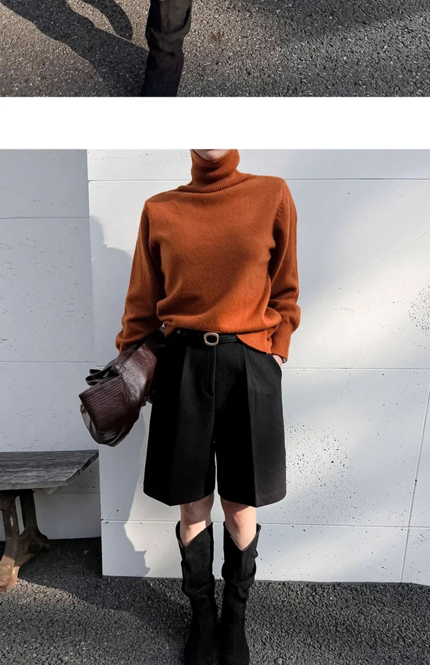 Fashion Thicken Warm Loose Pockets Female Faux Woolen Straight Shorts 2025 Autumn Winter High Waist Ladies Wide Leg Shorts N809