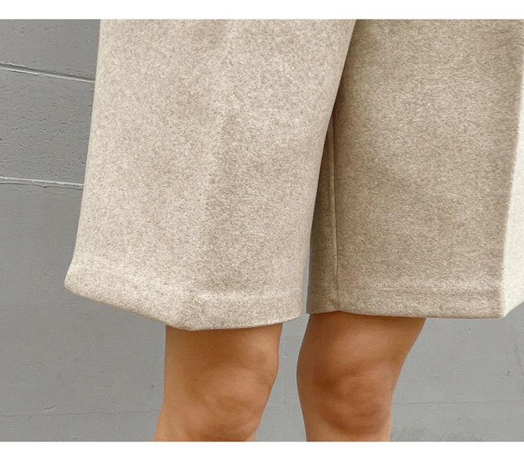 Fashion Thicken Warm Loose Pockets Female Faux Woolen Straight Shorts 2025 Autumn Winter High Waist Ladies Wide Leg Shorts N809