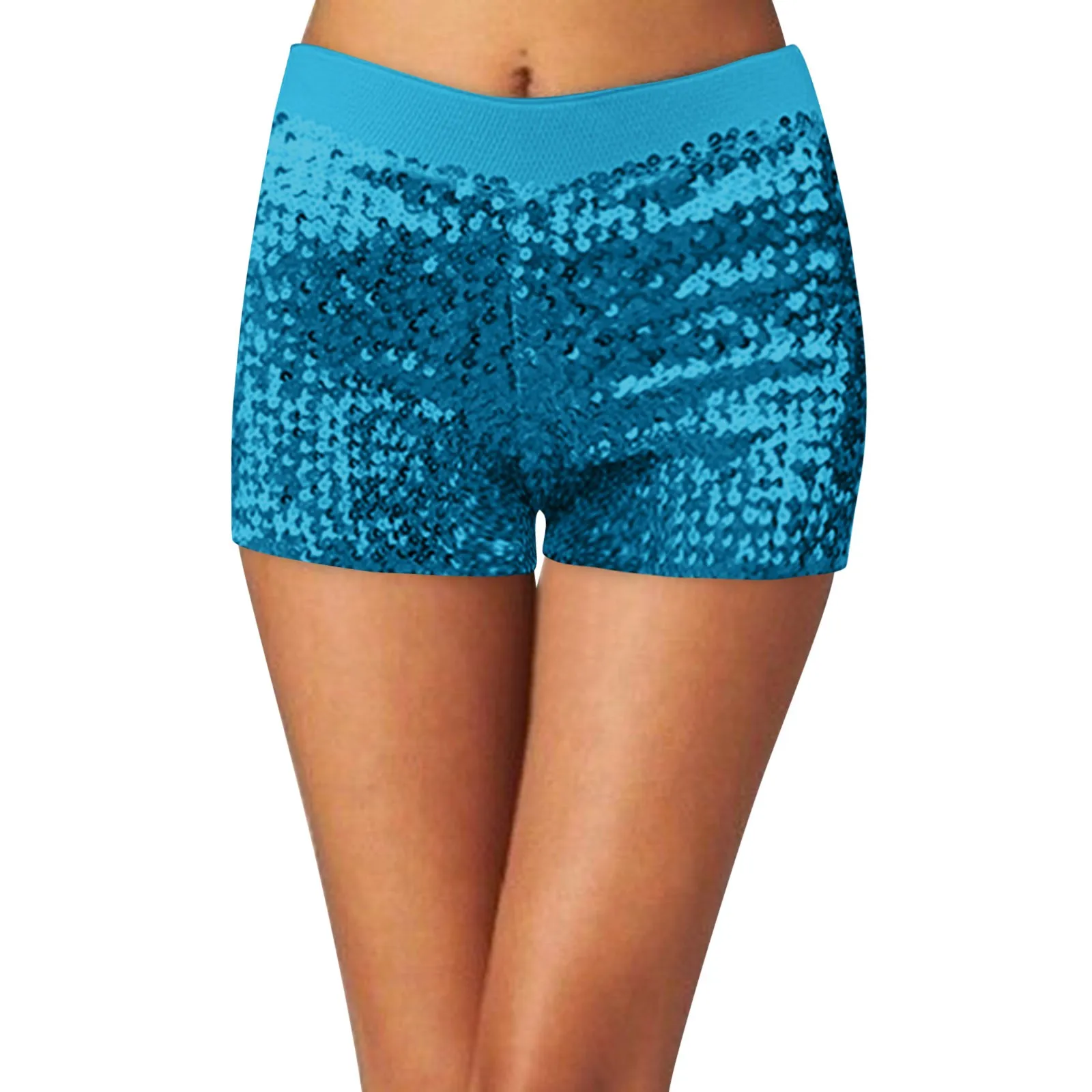 Women Sequins Shorts High Waisted Vintage Disco Dance Hot Pants Shiny Glitter Jazz Nightclub Mini Short Stretch Summer Shorts