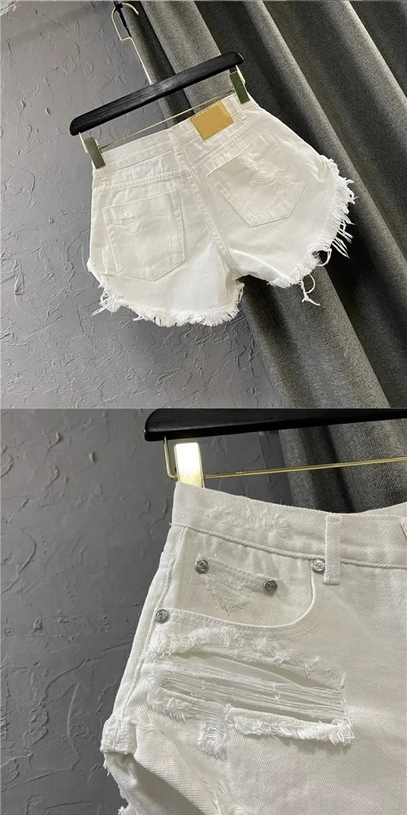 Sexy Low Waisted Denim Shorts for Women Korean Style Loose Ripped Edge Hot Pants Summer Blue A-line Wide Leg Shorts