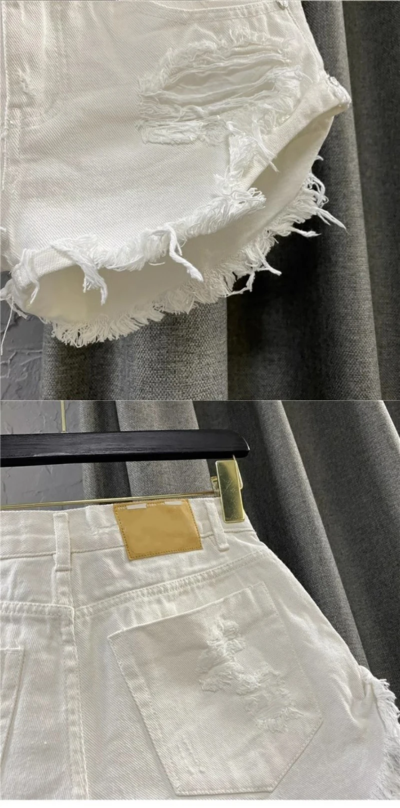 Sexy Low Waisted Denim Shorts for Women Korean Style Loose Ripped Edge Hot Pants Summer Blue A-line Wide Leg Shorts