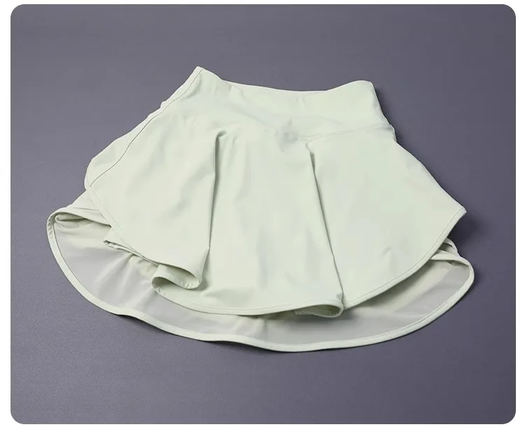NO WORRY Tennis Skirt W/ Built-in Shorts - High Waisted Workout Skort for Running/Yoga | Solid Color W/ Lining & Anti-Slip