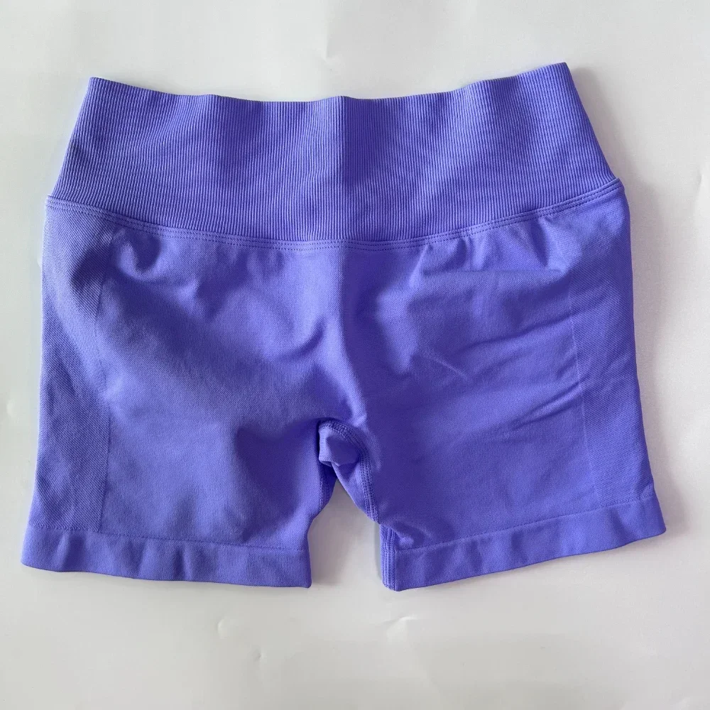 No Logo Women Back V Waist Yoga Shorts High Elastic Seamless Flex Scrunch Bum Workout Gym Shorts Yoga Booty Running Short Pants