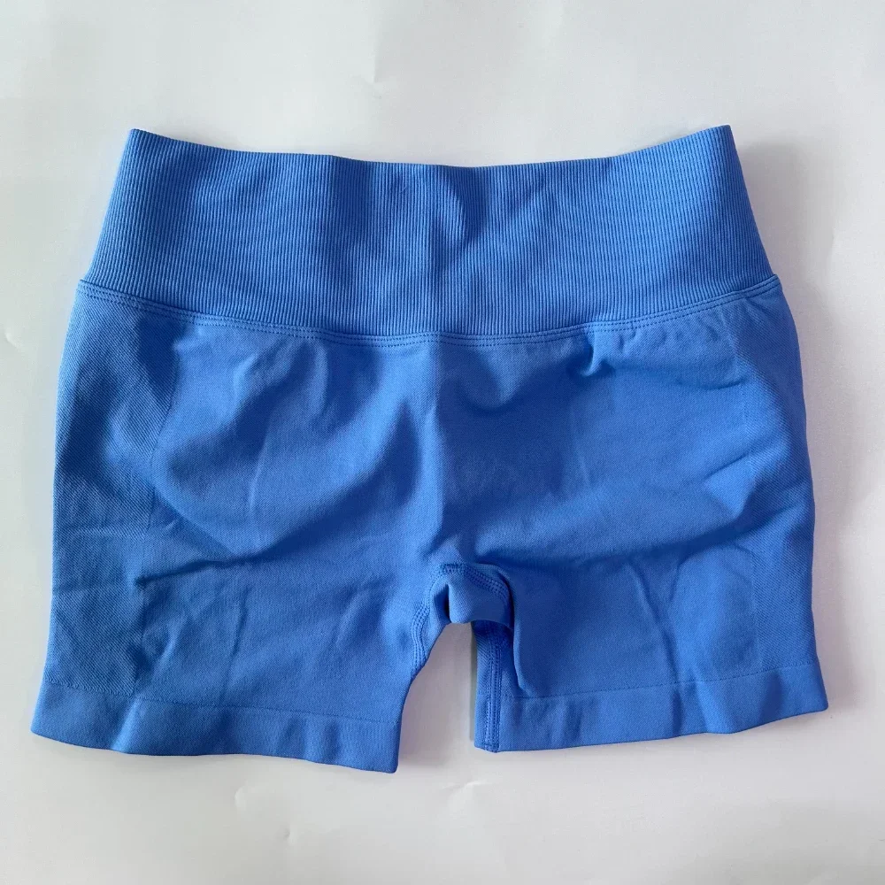 No Logo Women Back V Waist Yoga Shorts High Elastic Seamless Flex Scrunch Bum Workout Gym Shorts Yoga Booty Running Short Pants