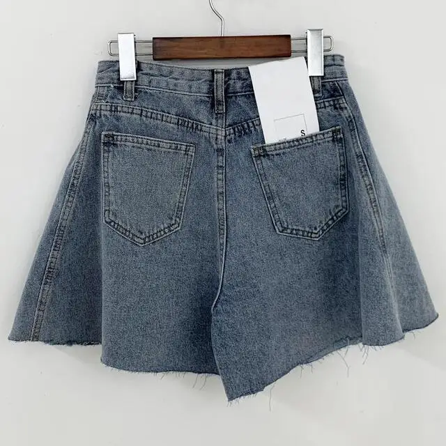 High Waist Wide Leg Loose Denim Shorts For Women 2024 Summer New Arrivals Korean Style Streetwear Blue Jeans Shorts With Pockets