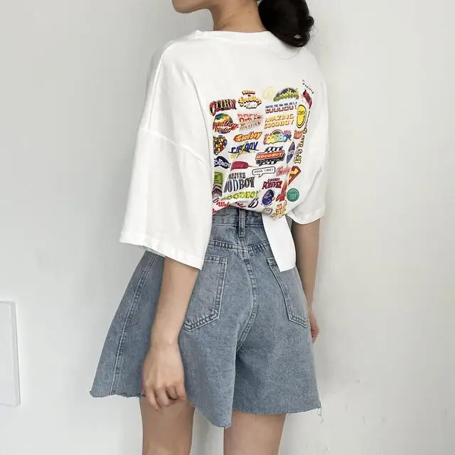 High Waist Wide Leg Loose Denim Shorts For Women 2024 Summer New Arrivals Korean Style Streetwear Blue Jeans Shorts With Pockets