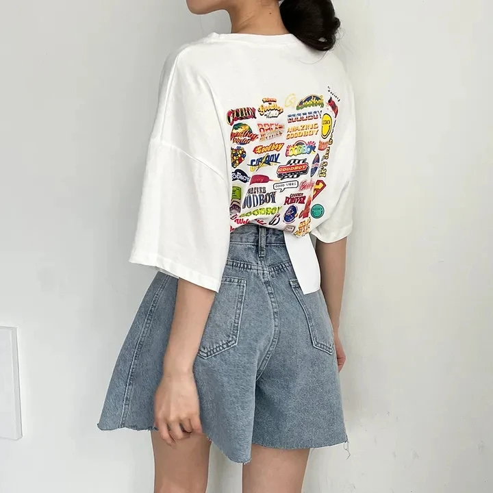 High Waist Wide Leg Loose Denim Shorts For Women 2024 Summer New Arrivals Korean Style Streetwear Blue Jeans Shorts With Pockets