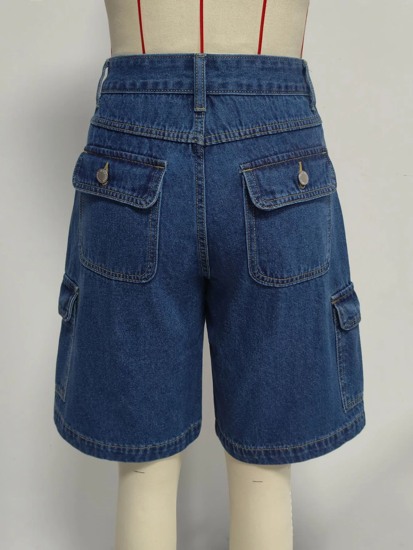 High Waist Pocket Shorts Distressed with Streetwear Retro Pockets Straight Leg Washed Finish No Stretch Summer Wash Women Shorts