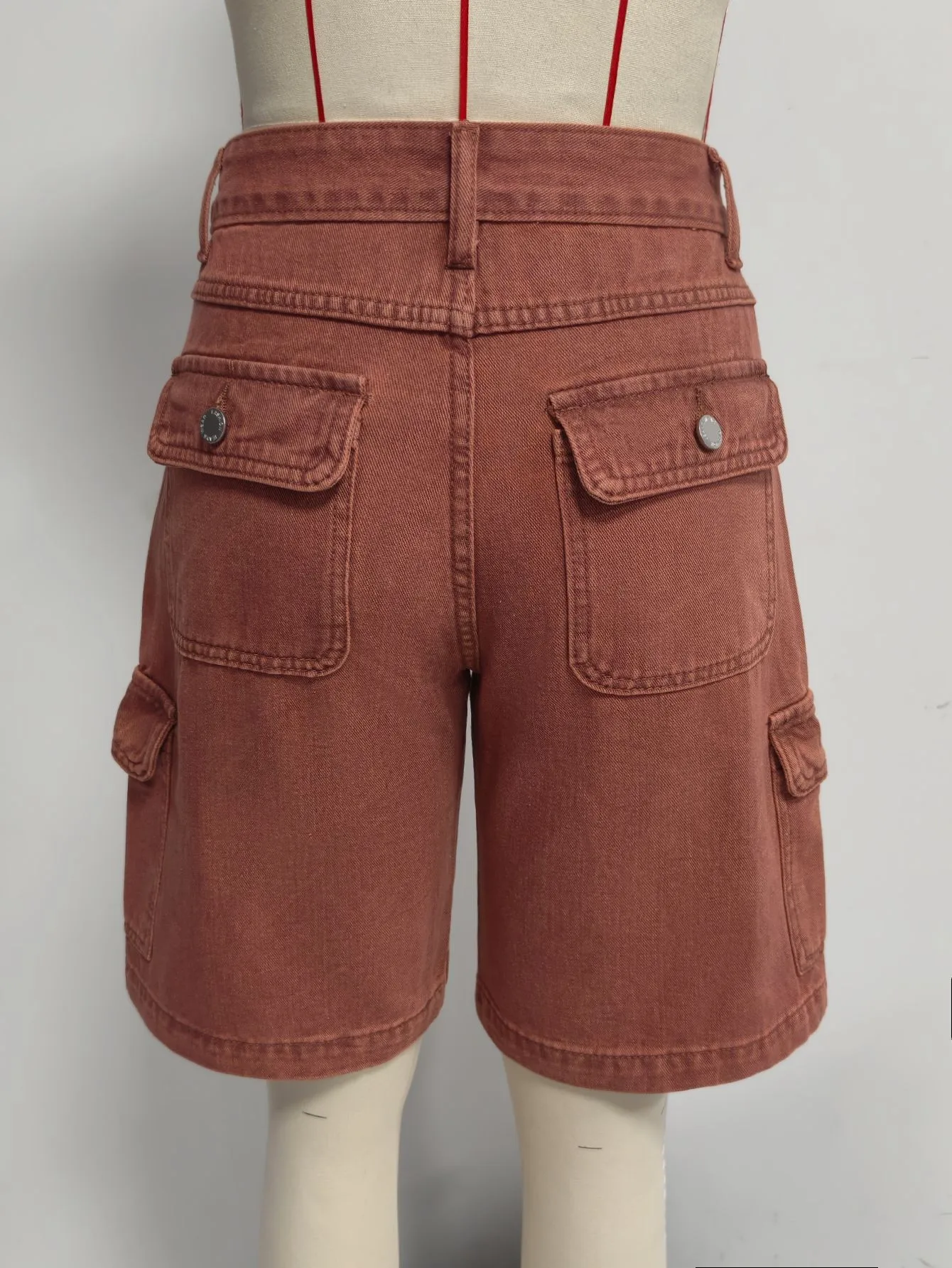 High Waist Pocket Shorts Distressed with Streetwear Retro Pockets Straight Leg Washed Finish No Stretch Summer Wash Women Shorts