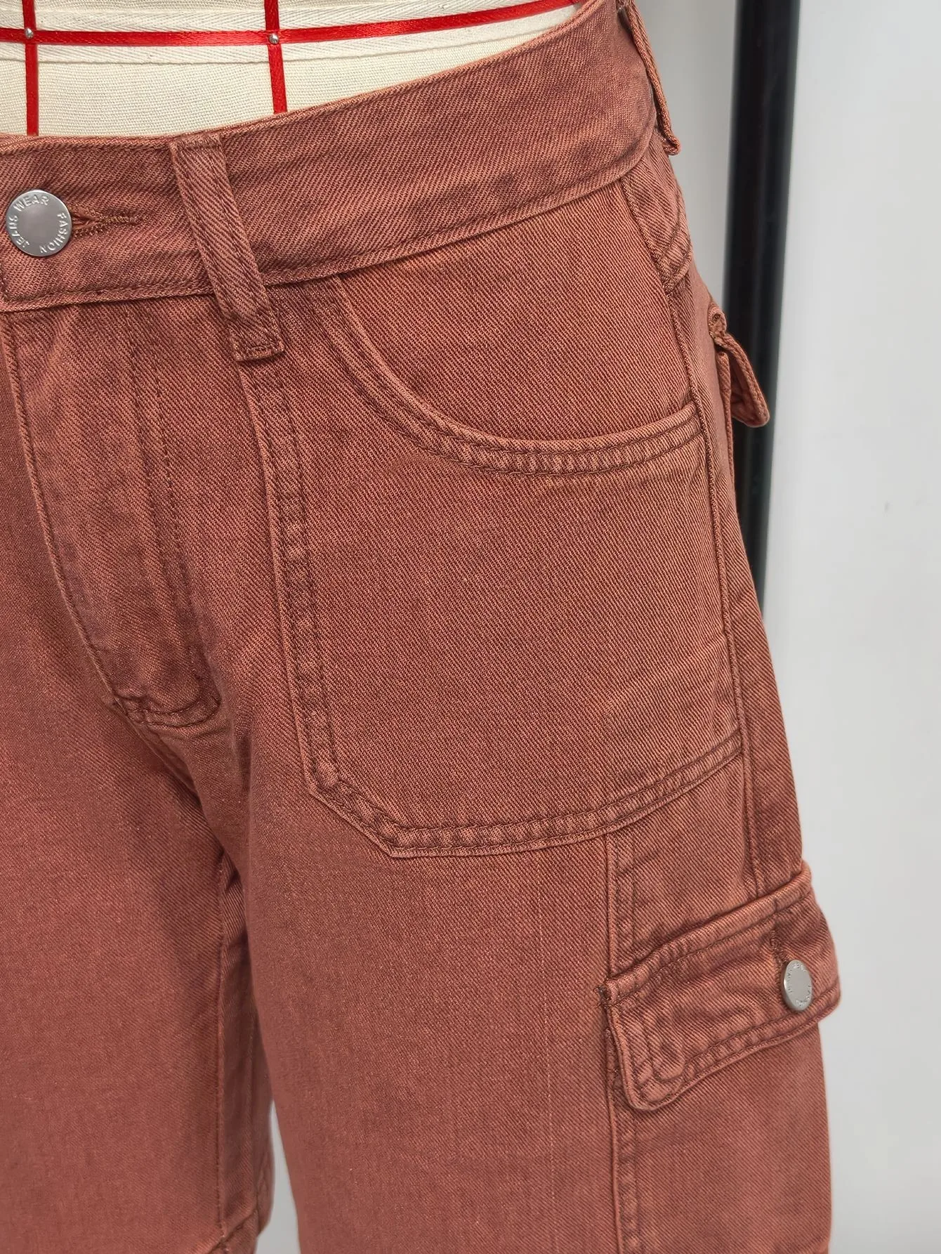 High Waist Pocket Shorts Distressed with Streetwear Retro Pockets Straight Leg Washed Finish No Stretch Summer Wash Women Shorts