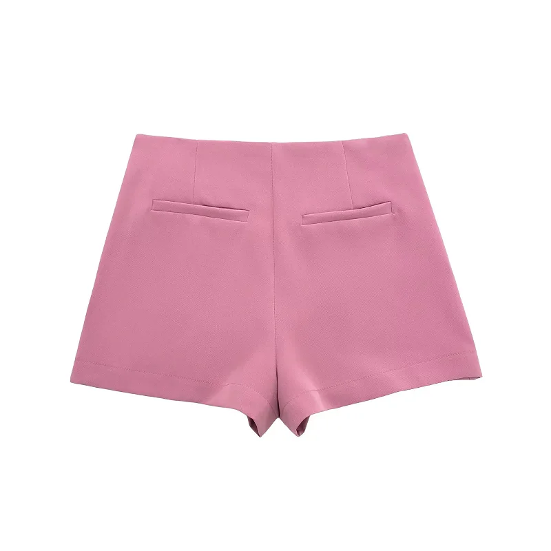 HXAO Women's Skirt Shorts 2024 Autumn Ladies Fashion Casual High Waist Elegant Beige Black Brown Pink Zip Up Skirt Pants Female