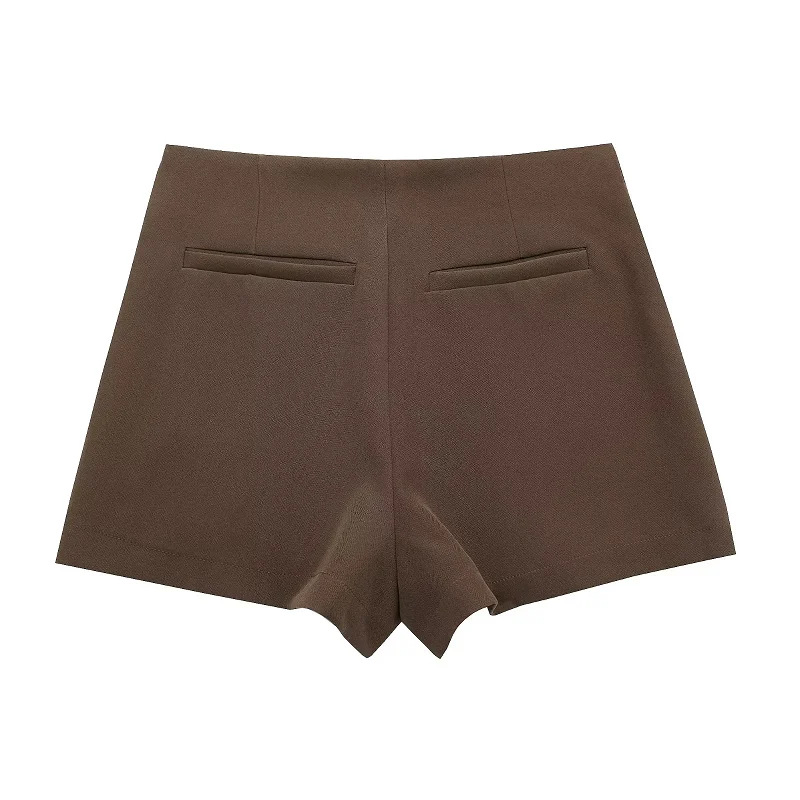 HXAO Women's Skirt Shorts 2024 Autumn Ladies Fashion Casual High Waist Elegant Beige Black Brown Pink Zip Up Skirt Pants Female