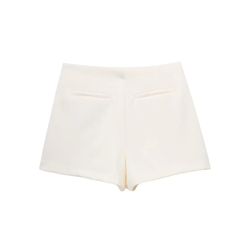 HXAO Women's Skirt Shorts 2024 Autumn Ladies Fashion Casual High Waist Elegant Beige Black Brown Pink Zip Up Skirt Pants Female