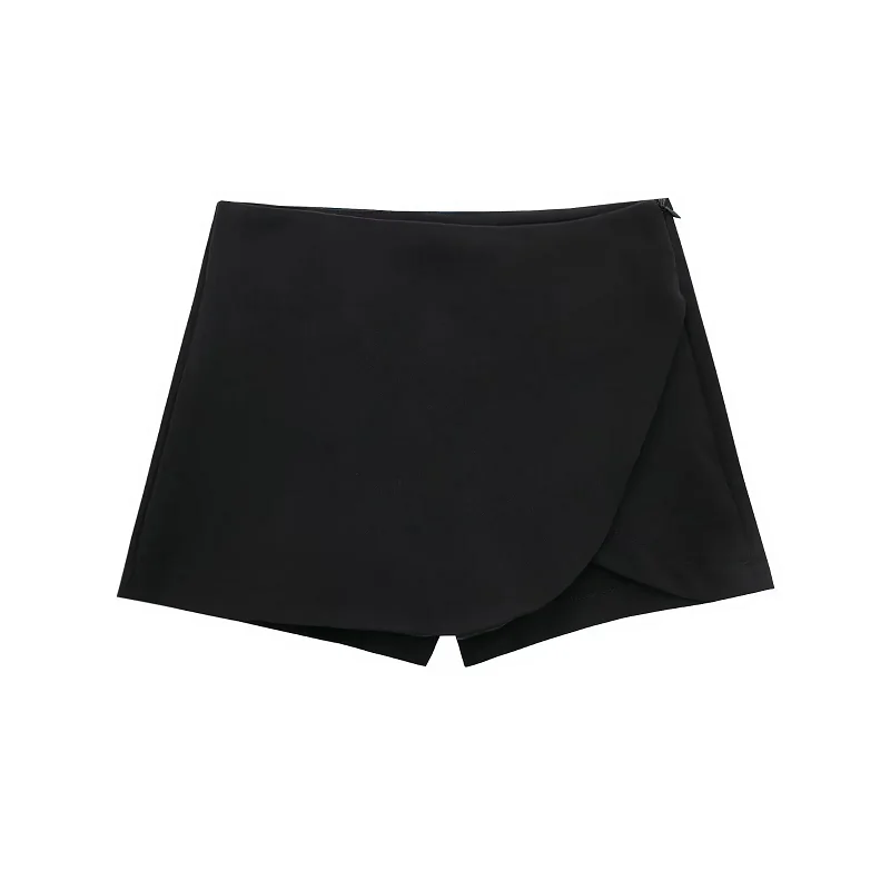 HXAO Women's Skirt Shorts 2024 Autumn Ladies Fashion Casual High Waist Elegant Beige Black Brown Pink Zip Up Skirt Pants Female