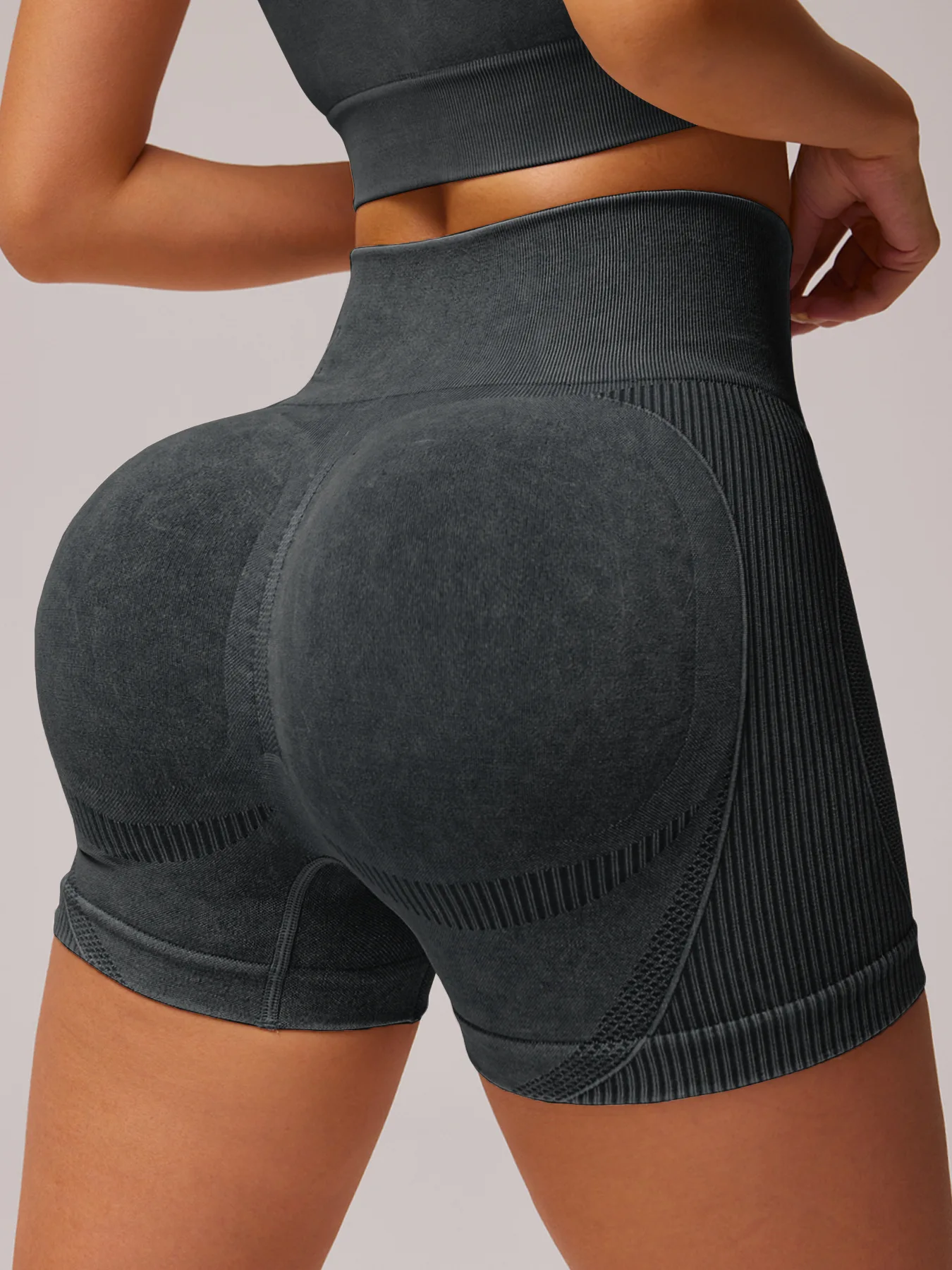 Women Sand Wash High Waist Tummy Control Butt Lifting High Stretch Slim Yoga Shorts Wear Outside Run Gym Workout Sports Pants