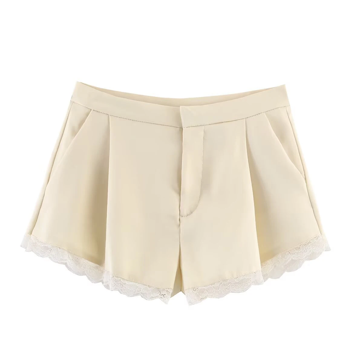 European and American style 2026 spring/summer new women's clothing design sense, mid waist lace decoration texture shorts