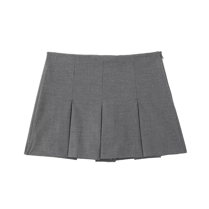 HXAO Pleats Skirt Shorts Summer Y2K Grey Skort For Women Black Mini Skirt Pants Woman Fashion Mid Waist Casual Shorts Skirt