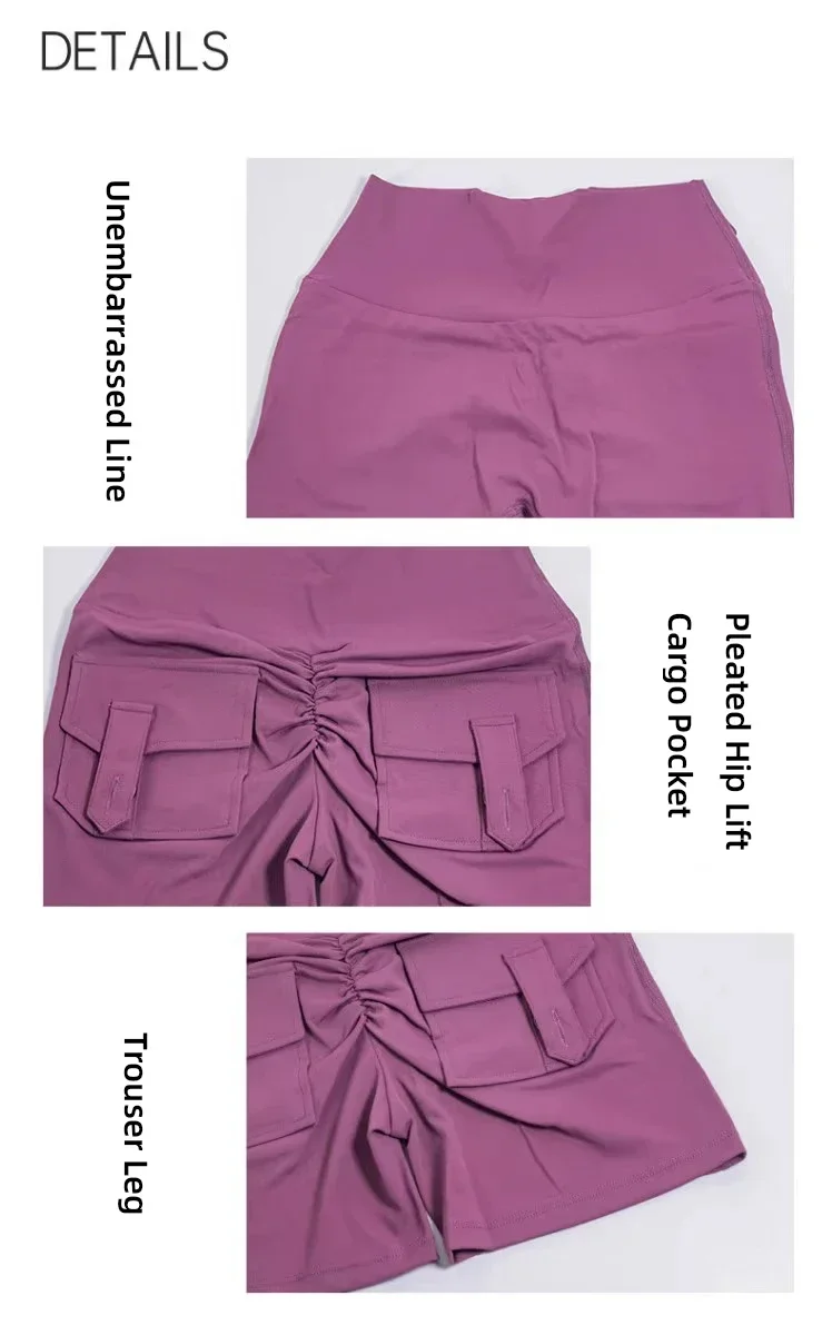 High Waist Peach Hip Seamless Fitness with Pockets Women's Tight Sports Running Training Dance Hip Women's Gym Shorts 🩳👍️