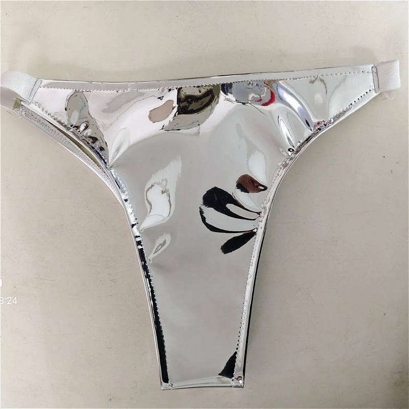 Shiny Sexy Women's Micro Shorts Nightclub Slim Patent Leather Glossy Tiny Short Panties for Dancer Stage Performances Low Rise