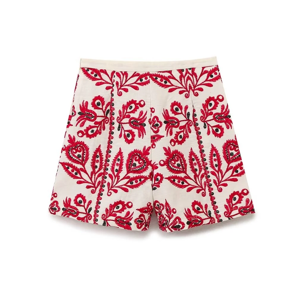 2024 Autumn New Women's Clothing European And American Style Fashionable Vacation Versatile Embroidered Casual Shorts