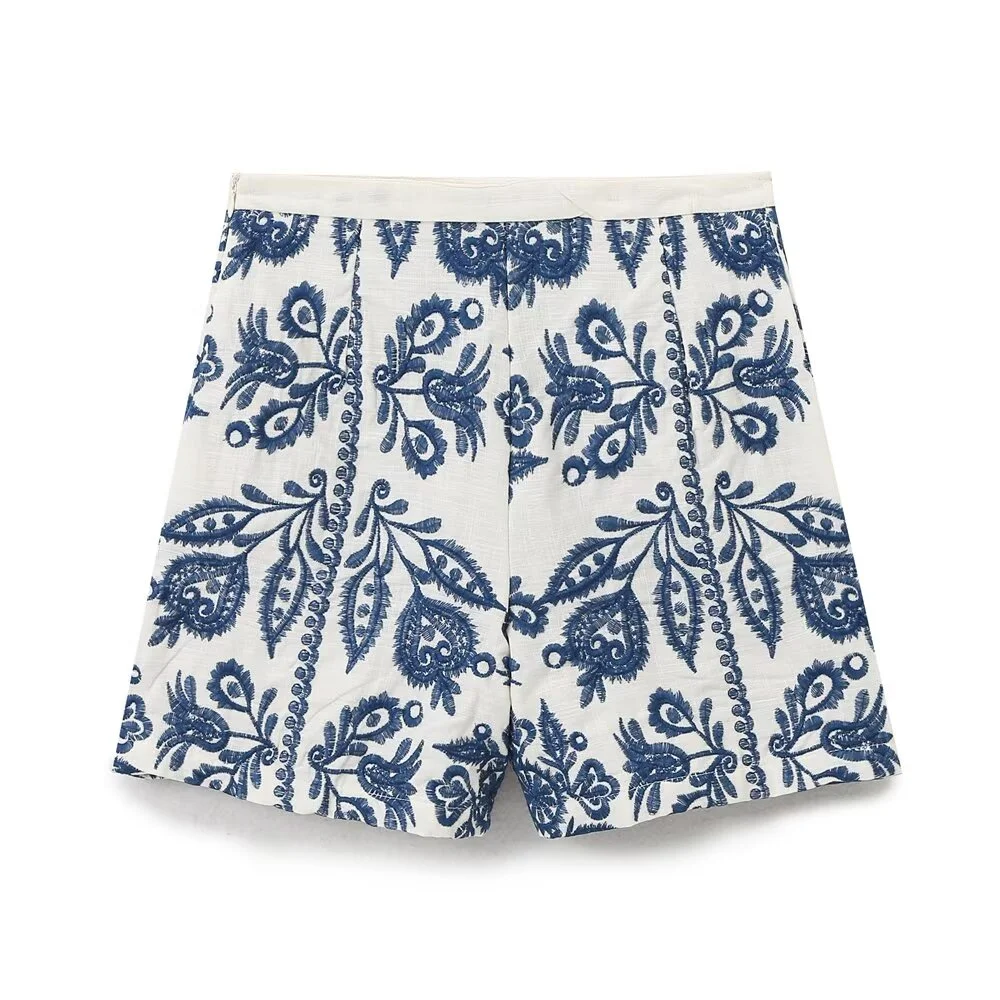 2024 Autumn New Women's Clothing European And American Style Fashionable Vacation Versatile Embroidered Casual Shorts