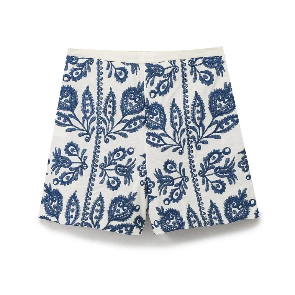 2024 Autumn New Women's Clothing European And American Style Fashionable Vacation Versatile Embroidered Casual Shorts