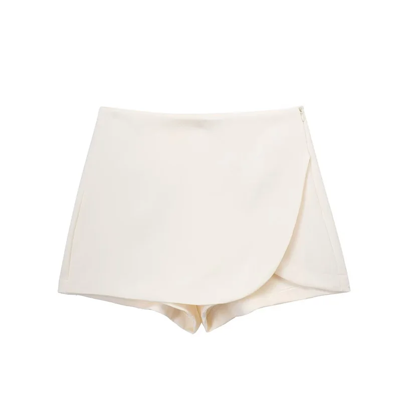 HXAO Short Mujer Casual High waist Mini shorts skirt Women 2024 Beige Khaki Black White Asymmetric Shorts Skirt