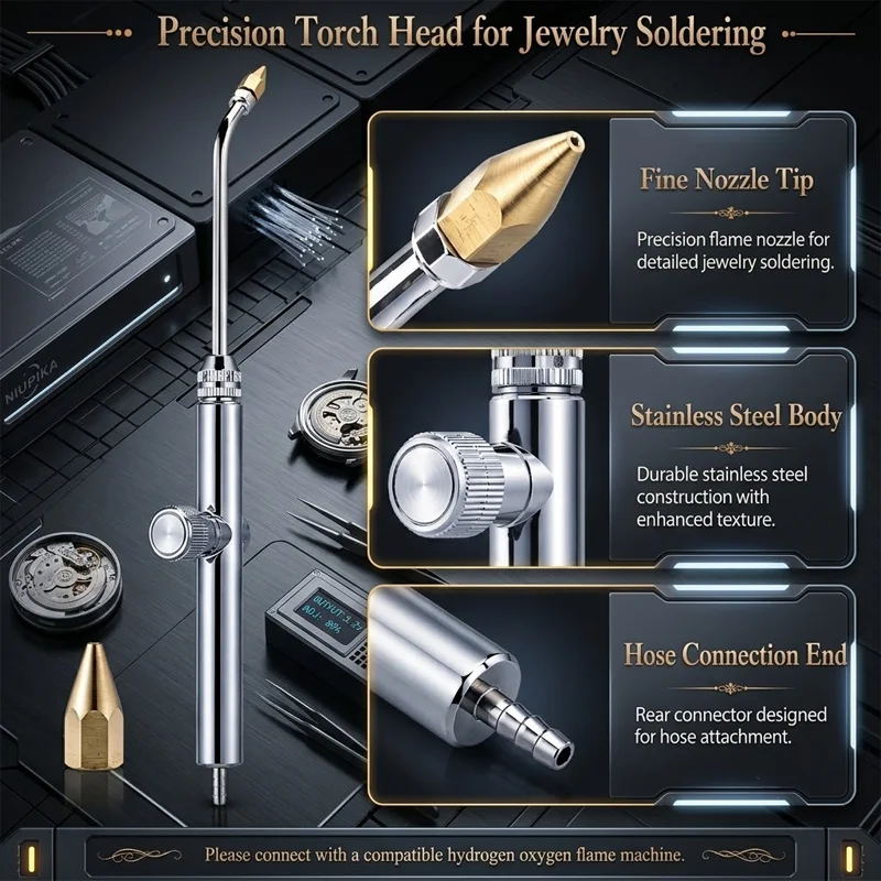 NIUPIKA Jewelry Soldering Torch Precision Gas Welding Gun for Hydrogen Oxygen Flame Machine Gold Silver Necklace Ring Repair Too