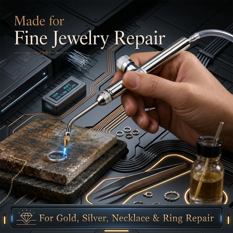 NIUPIKA Jewelry Soldering Torch Precision Gas Welding Gun for Hydrogen Oxygen Flame Machine Gold Silver Necklace Ring Repair Too