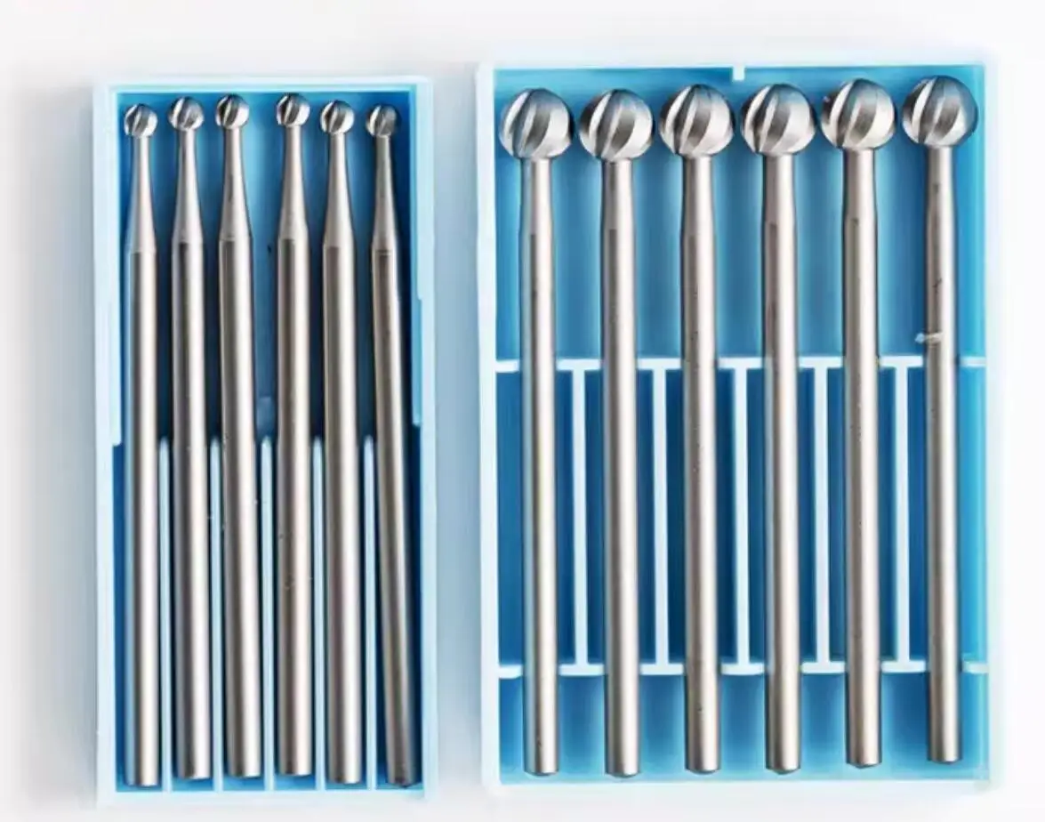 6pcs 0.5-2.3mm Ball Burs Tungsten Steel Engraving Carving Knife 2.35 Shank Olive Amber End Mill Router Bit Wood Milling Cutter