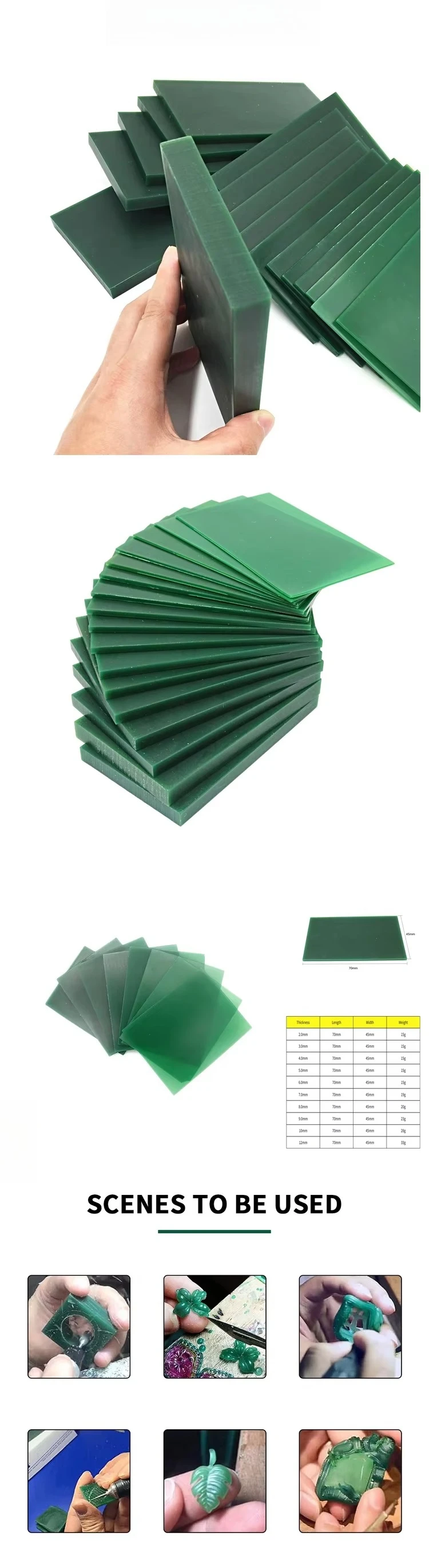 PHYHOO 70x90mm Green Jewelry Wax Block for Carving Molds Sculpting Engraving and Dental Modeling Projects Hand Made Jewelry