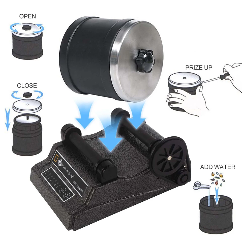 Jewelry Rotary Tumbler Polisher DT-50 Mini Barrel Finishing Machine 500ml for Metal, Stone and Jewelry Making