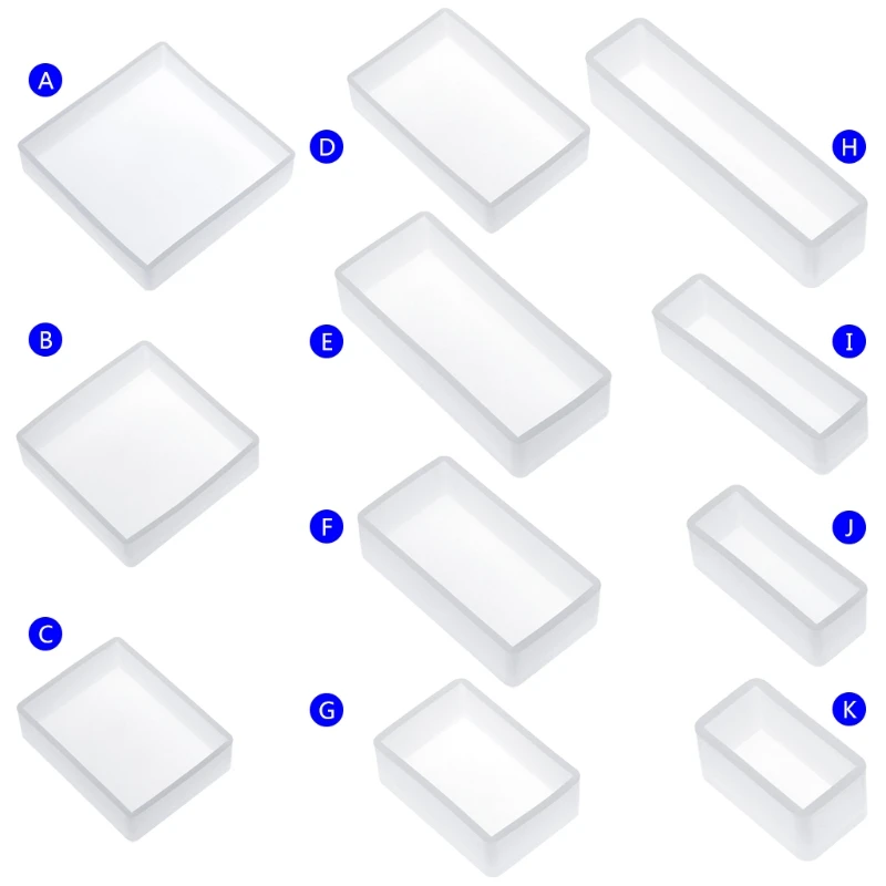 Silicone Mould DIY Making Crafts Resin Casting Molds Including Cube Square for Resin Epoxy Candle Fondant Soap Bowl Mat