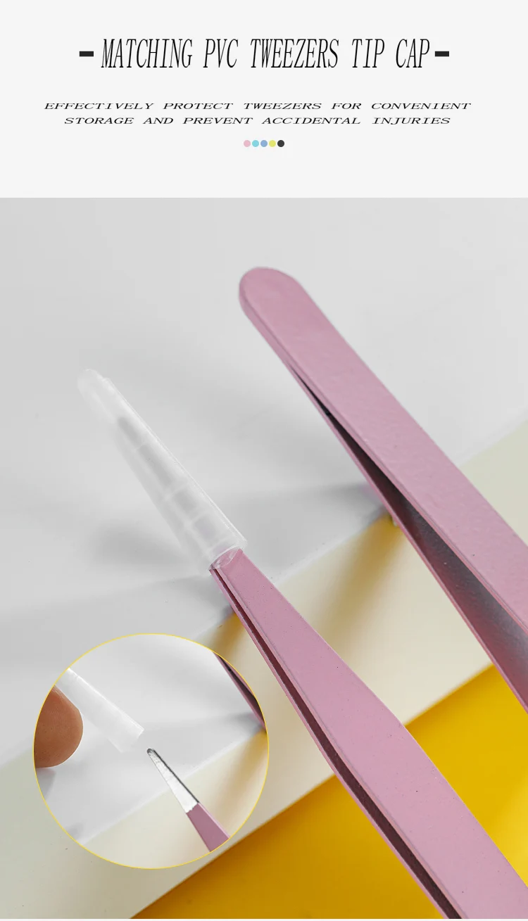 Colorful Macaron Hand Account Tweezers Stainless Steel High Elastic Thickened DIY Sticker Eyelash Clip Drill Accessories Toolset