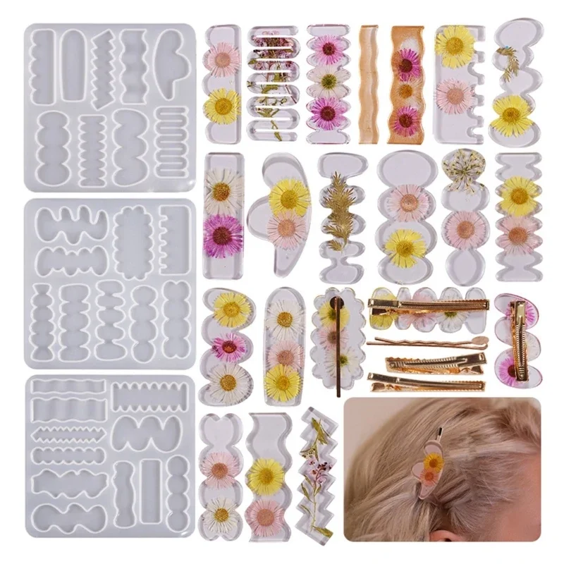 Irregular Hair Pin Mold Silicone Resin Epoxy Barrette Mold Crystal Mould for DIY Crafts Making Accessories