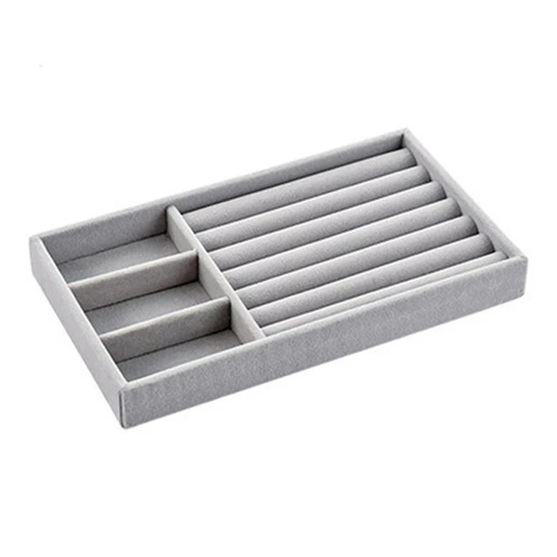 Fashion Portable Velvet Jewelry Storage Tray Ring Necklace Display Organizer Box Holder Earring Jewelry Showcase Drawer Storage