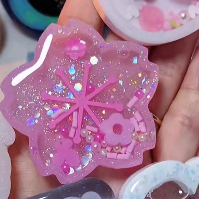 Shiny Glossy Silicone Decoration Molds Flower Ornament Keychain Mold DIY Pendant Jewelry Epoxy Resin Crafting Molds