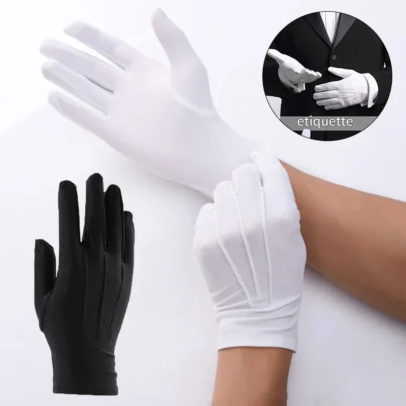 Men's New Solid Tuxedo Gloves Party Festive Wedding Ceremony Formal Uniform Guard Band Butler Protection Etiquette Mittens