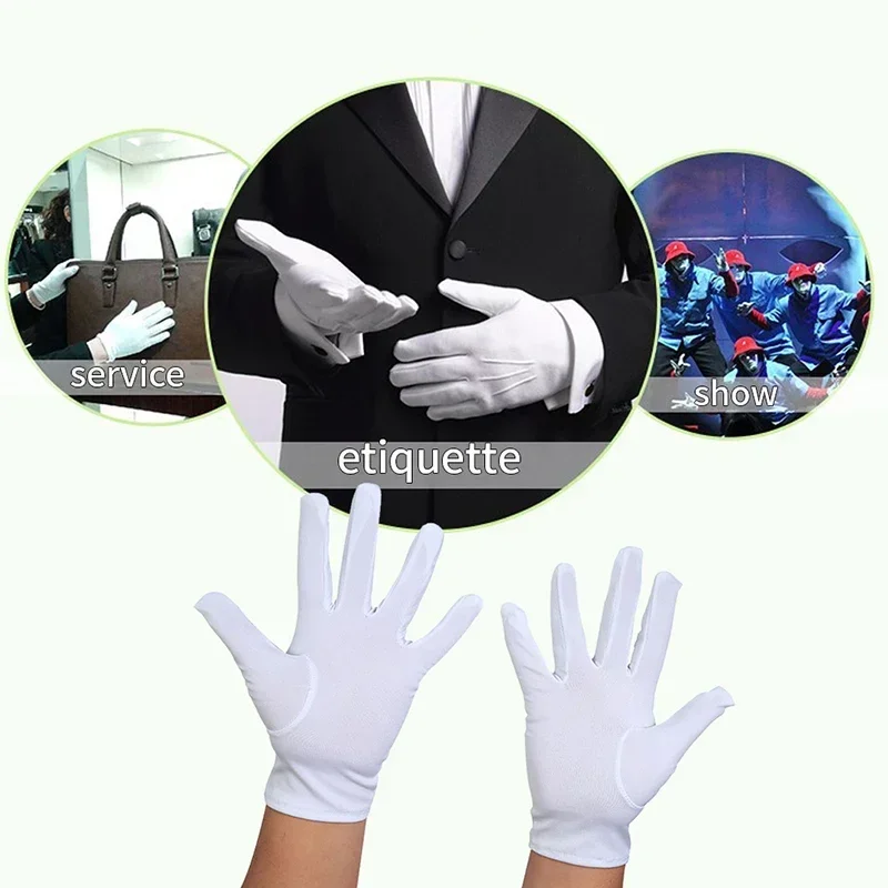 Men's New Solid Tuxedo Gloves Party Festive Wedding Ceremony Formal Uniform Guard Band Butler Protection Etiquette Mittens