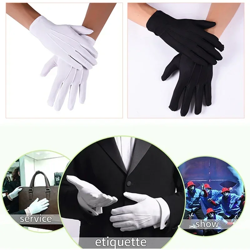 Men's New Solid Tuxedo Gloves Party Festive Wedding Ceremony Formal Uniform Guard Band Butler Protection Etiquette Mittens