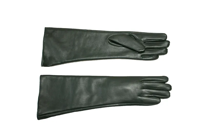 Women's Long Sheepskin Gloves With Colorful Leather and Thick Velvet Lining For Warmth and Winter Cold Protection Gloves