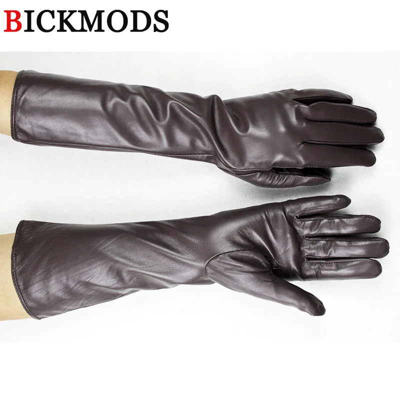 Women's Long Sheepskin Gloves With Colorful Leather and Thick Velvet Lining For Warmth and Winter Cold Protection Gloves